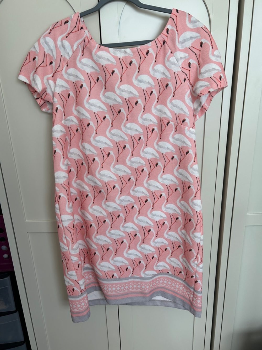 Pink Flamingo Print Shift Dress